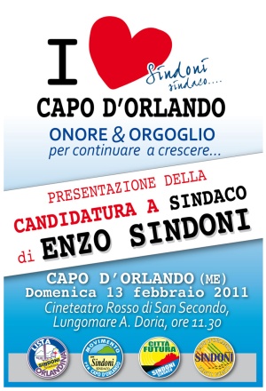 ENZO SINDONI – Domenica presenta nomi e simboli