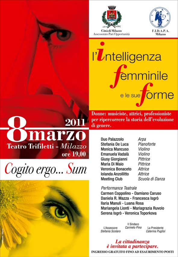 MILAZZO –  Martedì  8 Marzo al Teatro Trifiletti “L’Intelligenza Femminile e le sue Forme”