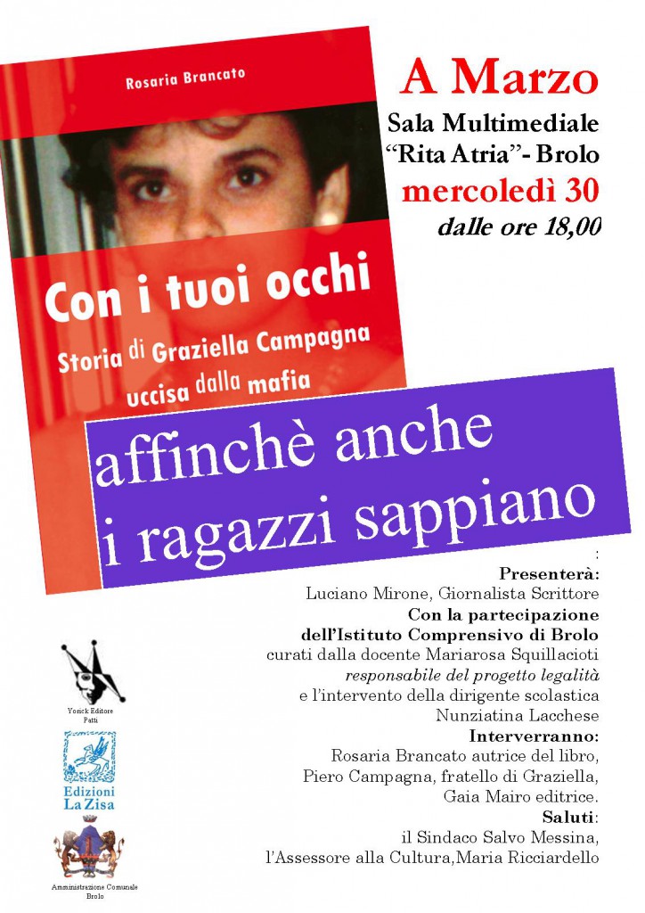 GRAZIELLA SPIEGATA AI RAGAZZI – A Brolo si parla di vittime di mafia
