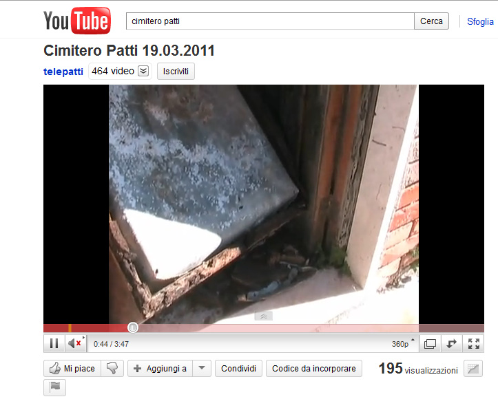 CIMITERO DI PATTI – Video shock su you tube