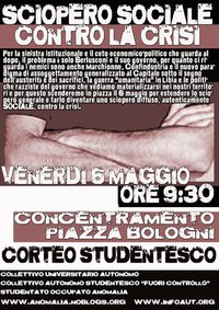6 MAGGIO A PALERMO – PER UNO SCIOPERO SOCIALE CONTRO LA CRISI.