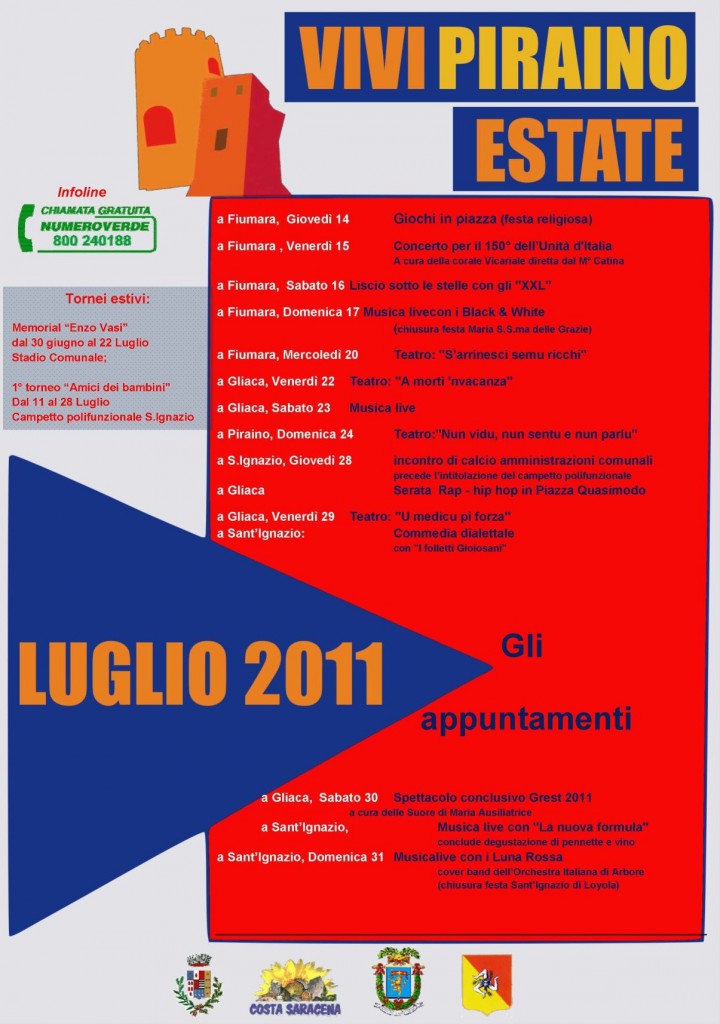 PIRAINO – Pubblicato il cartellone delle manifestazioni estive “Vivi Piraino Estate 2011”