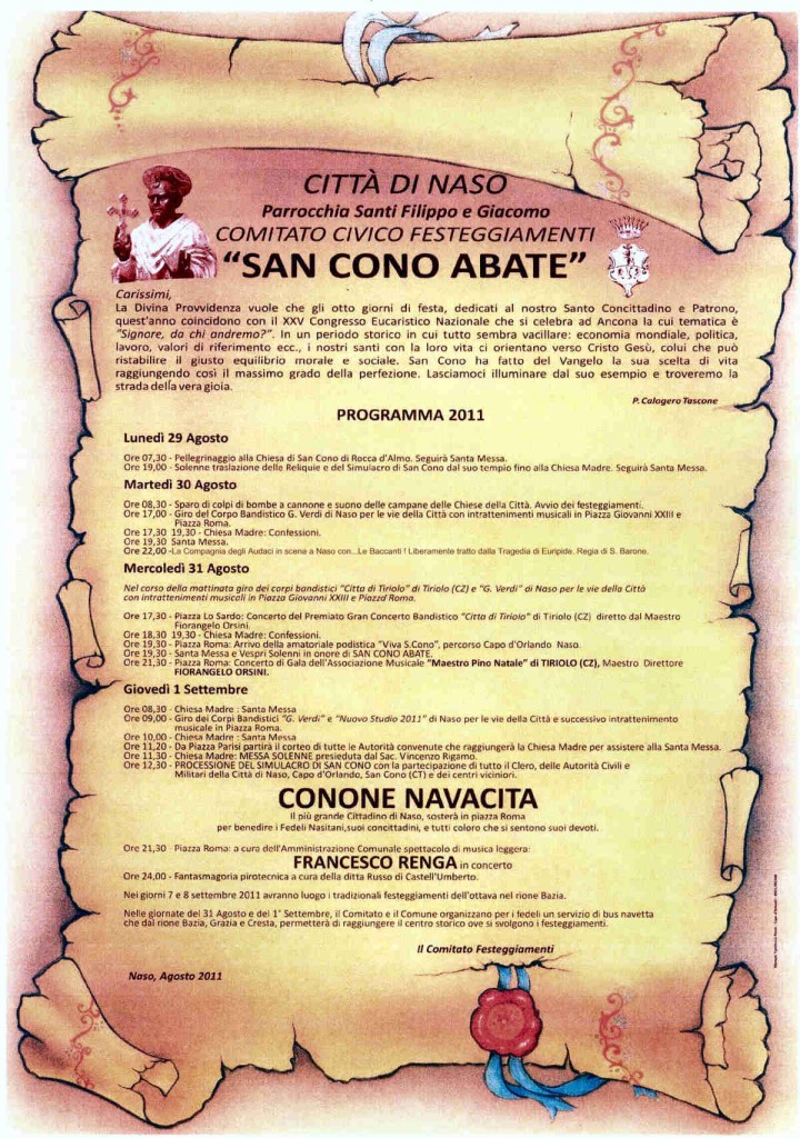 NASO – Domani il clou della Festa di San Cono con il concerto di Renga