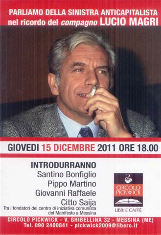 LUCIO MAGRI – il 15 dicembre a Messina .. parliamone