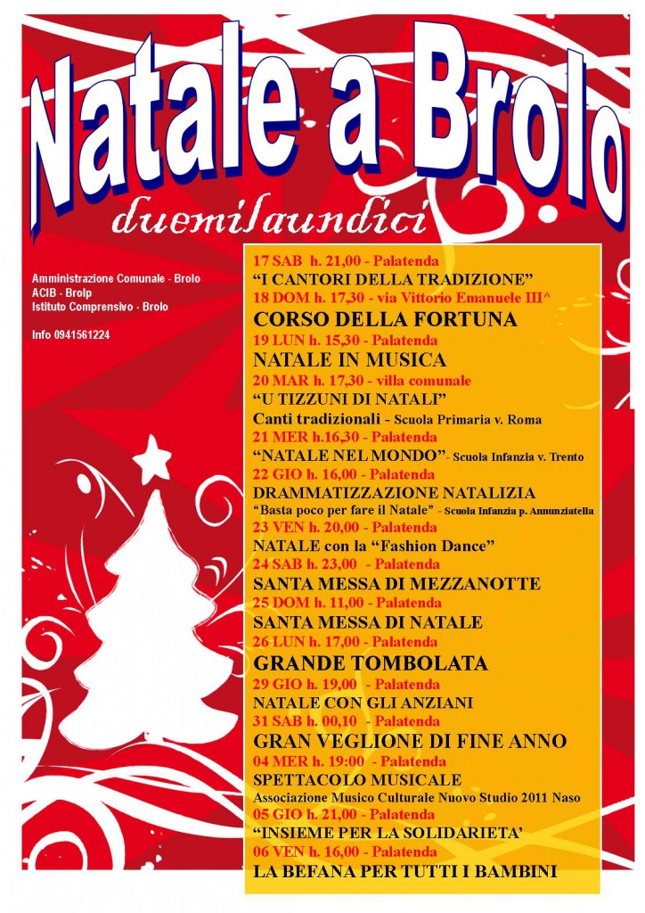 BROLO – Il programma degli appuntamenti natalizi