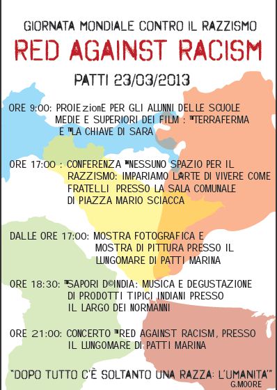 ANCHE A PATTI – Oggi, Giornata Mondiale contro il razzismo