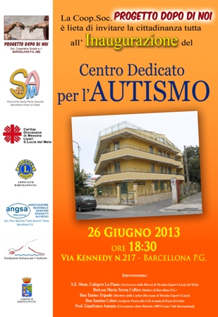 BARCELLONA POZZO DI GOTTO – Sarà inaugurato il centro diurno per l’autismo
