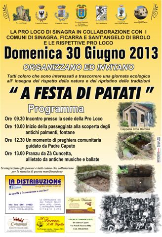SINAGRA – La Pro loco organizza la “festa di patati”