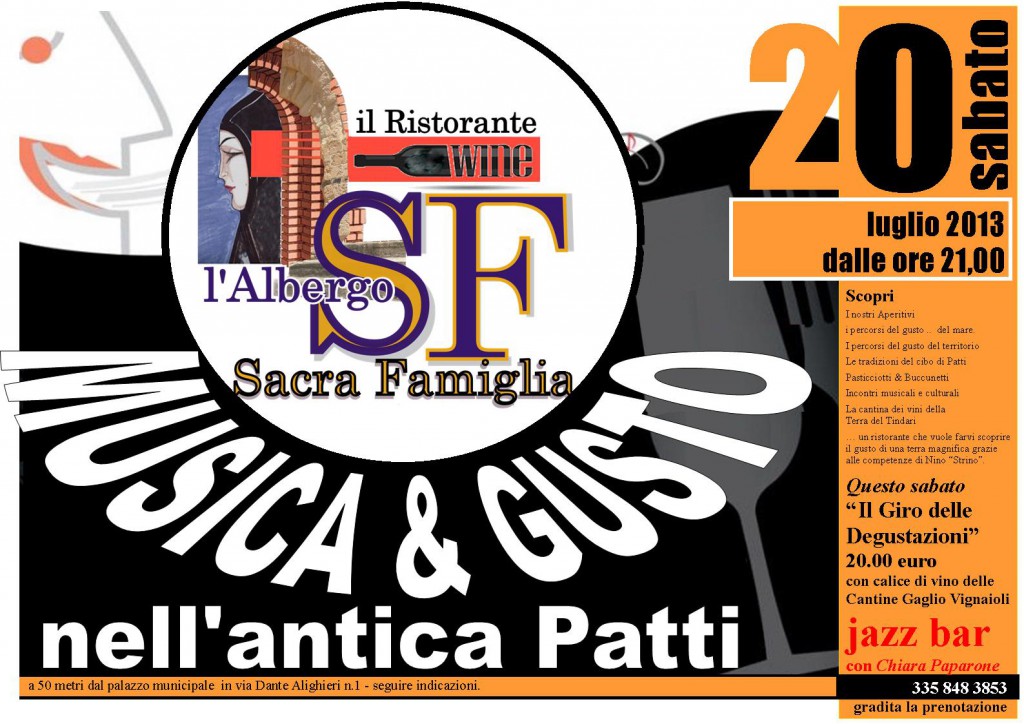 Patti – Sabato sera Gusto & Jazz alla “Sacra Famiglia”.