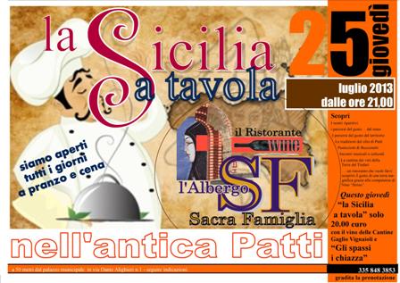 Sapori di Sicilia a Patti –  Una serata da gustare all’insegna della buona tavola isolana.