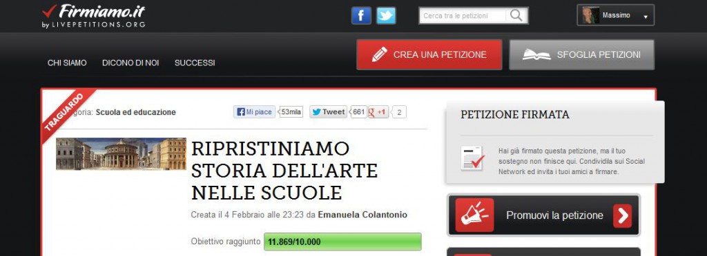 FIRMA ANCHE TU – RIPRISTINIAMO STORIA DELL’ARTE NELLE SCUOLE