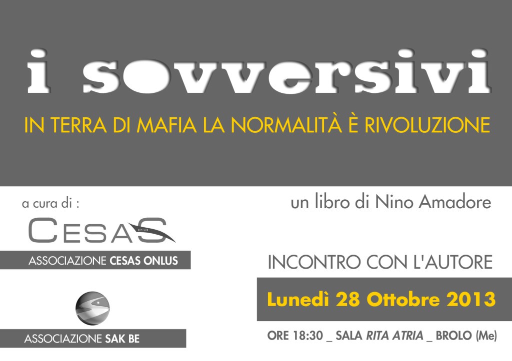 Incontro con l’autore – Oggi a Brolo “I sovversivi” di Nino Amadore