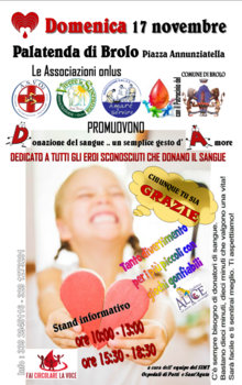 BROLO – Domani giornata di Sensibilizzazione sulla Donazione di Sangue