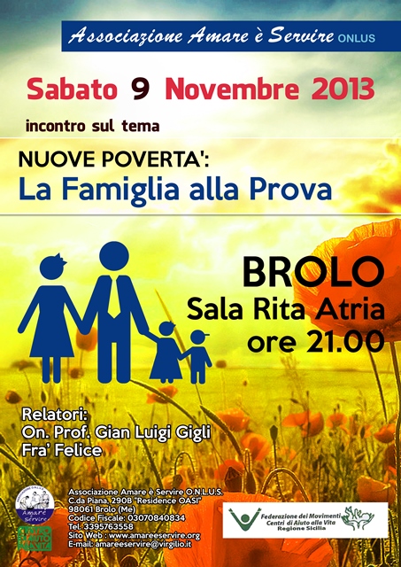 SABATO A BROLO – “Nuove povertà: la Famiglia alla prova”