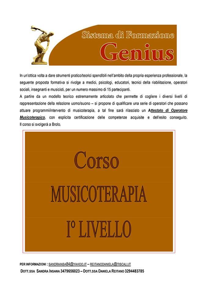 BROLO – Il Corso di Musicoterapia inizia il 3 gennaio