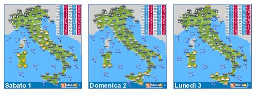 PREVISIONI – MALTEMPO FINO A MARTEDI