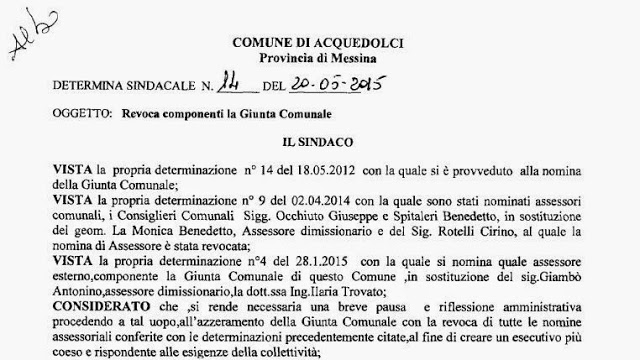 Acquedolci – C’è crisi in maggioranza!