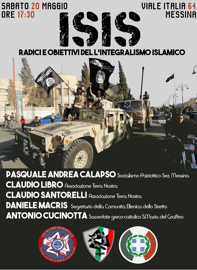 “Socialismo Patriottico” – Oggi a Messina incontro sul tema “ISIS: Una minaccia all’Islam”