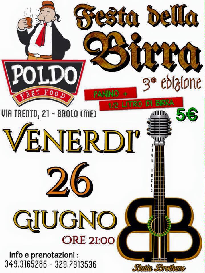 Appuntamenti a Brolo – La terza edizione della Festa della Birra … da Poldo