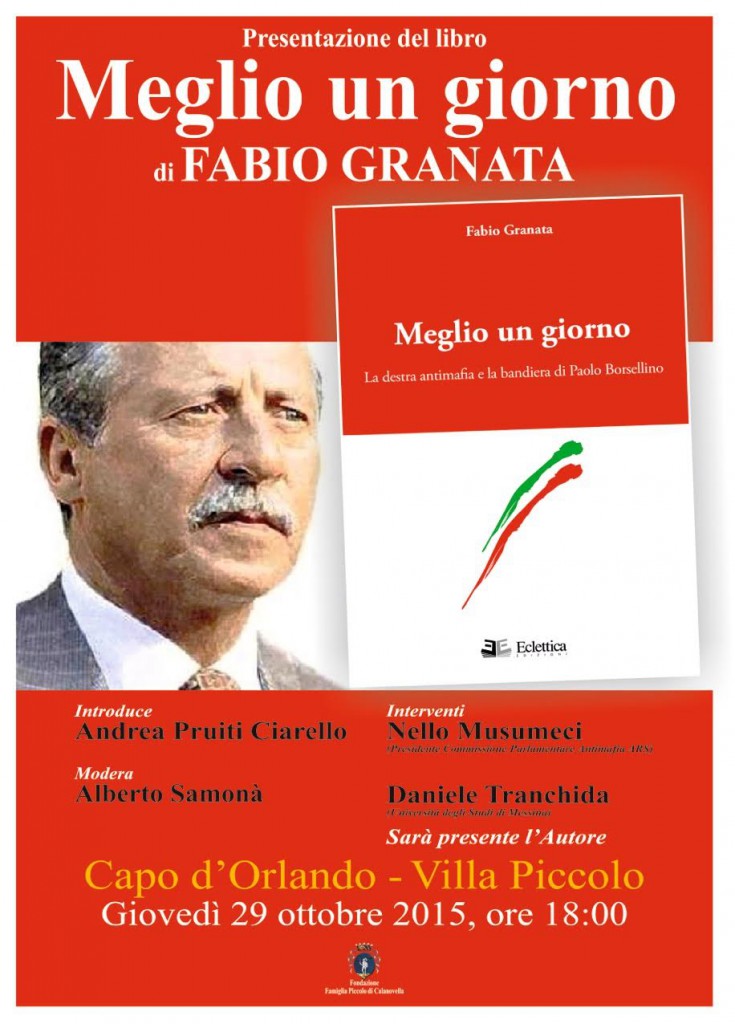 CAPO D’ORLANDO – A Villa Piccolo presentazione del libro “Meglio un giorno”