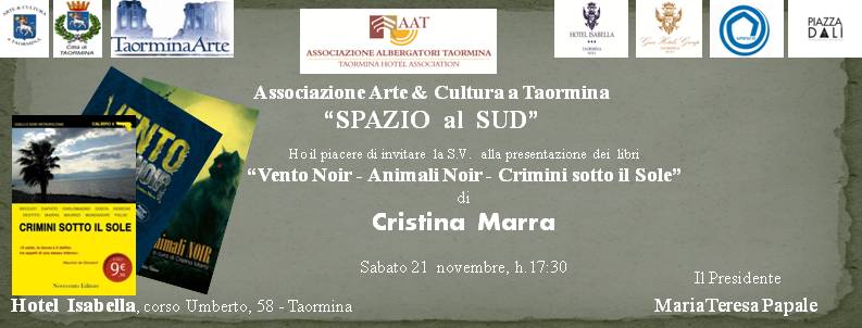 TAORMINA – Presentazione di antologie di racconti gialli all’italiana a cura di Cristina Marra