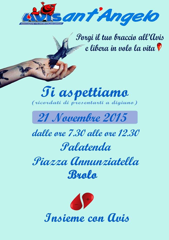 AVIS – Il 21 novembre a Brolo una giornata dedicata alla donazione del sangue