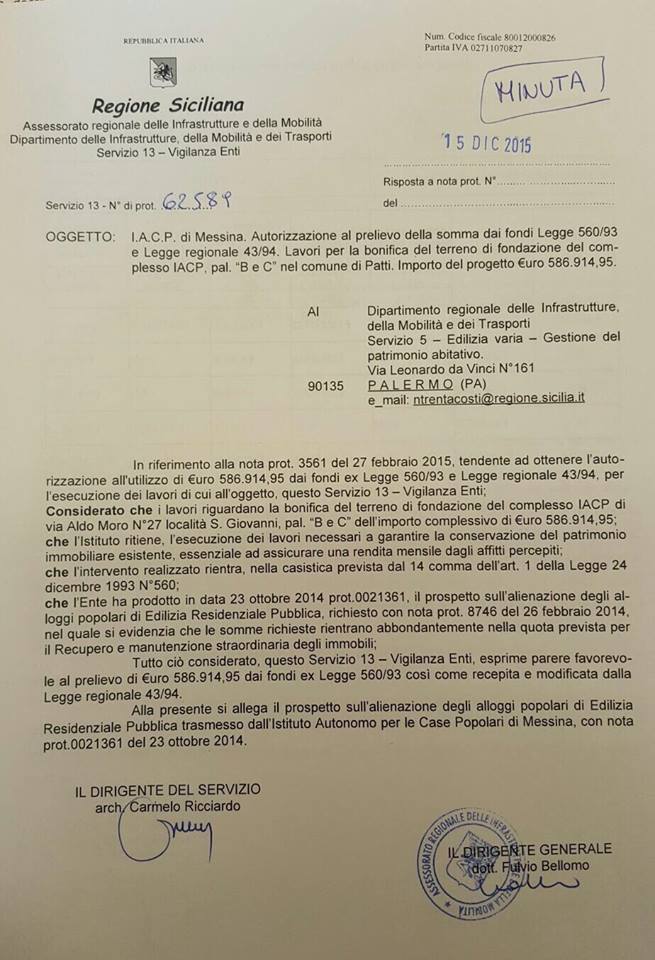 Case Popolari a Patti – Arrivano i fondi per gli interventi di bonifica. La soddisfazione del sindaco Mauro Aquino