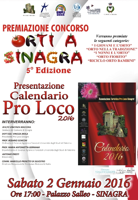 Sinagra – Il calendario 2016 della Pro Loco