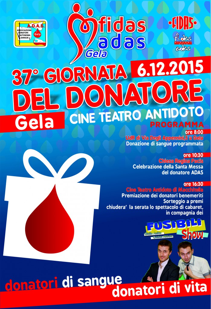 ADAS GELA – Domenica 6 dicembre si celebra la 37ma Giornata del Donatore