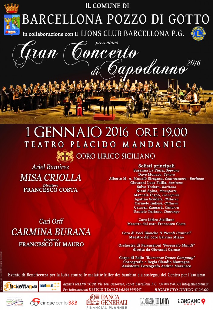 BARCELLONA P.G. – Gran concerto di Capodanno con il Coro Lirico Siciliano