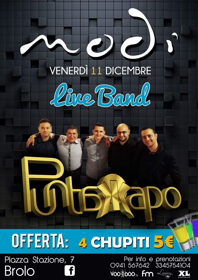 MODI’ LOUNGEBAR – Questa sera la Live Band Puntakkapo