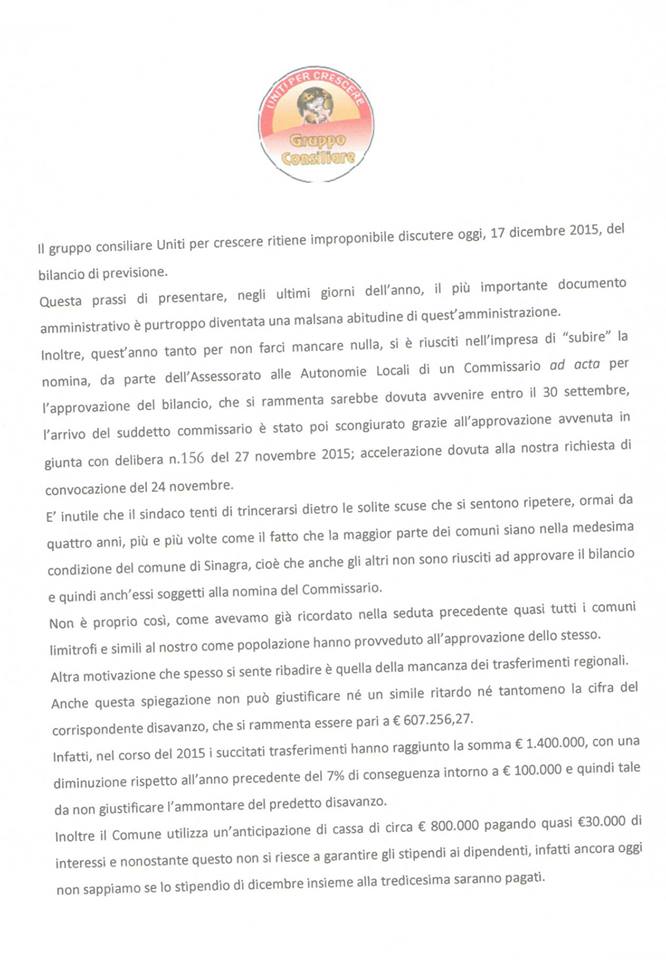 Sinagra – .. e gli stipendi dei dipendenti comunali?