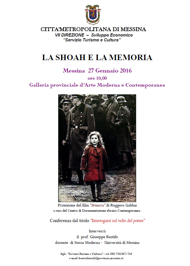 GIORNATA DELLA MEMORIA – A Messina celebrazioni in ricordo della Shoah