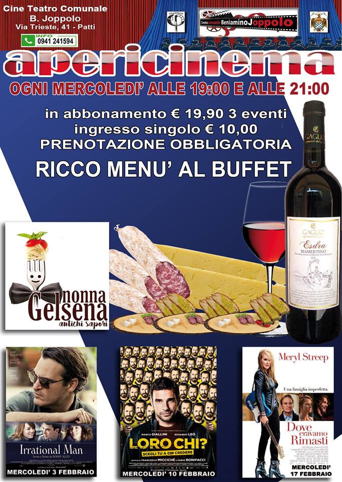 Apericinema – A Patti dal 3 febbraio al “Comunale”