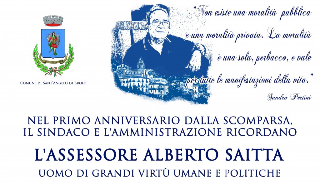 Alberto Saitta – Domani sarà ricordato nell’aula consiliare di Sant’Angelo di Brolo