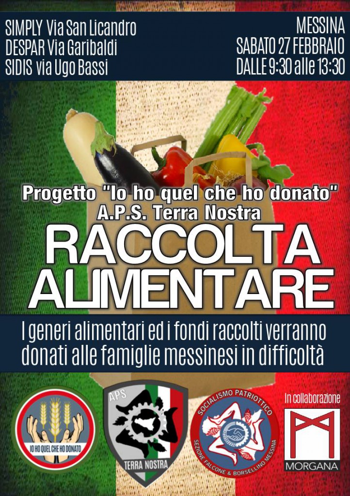 MESSINA – Nasce il progetto di Banco Alimentare “Io ho quel che ho donato” dell’Associazione Terra Nostra
