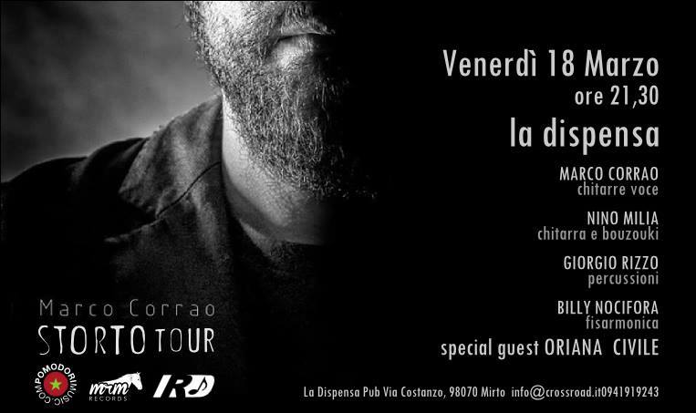 “STORTO” – Domani sera alla Dispensa di Mirto, Marco Corrao presenta il suo ultimo disco