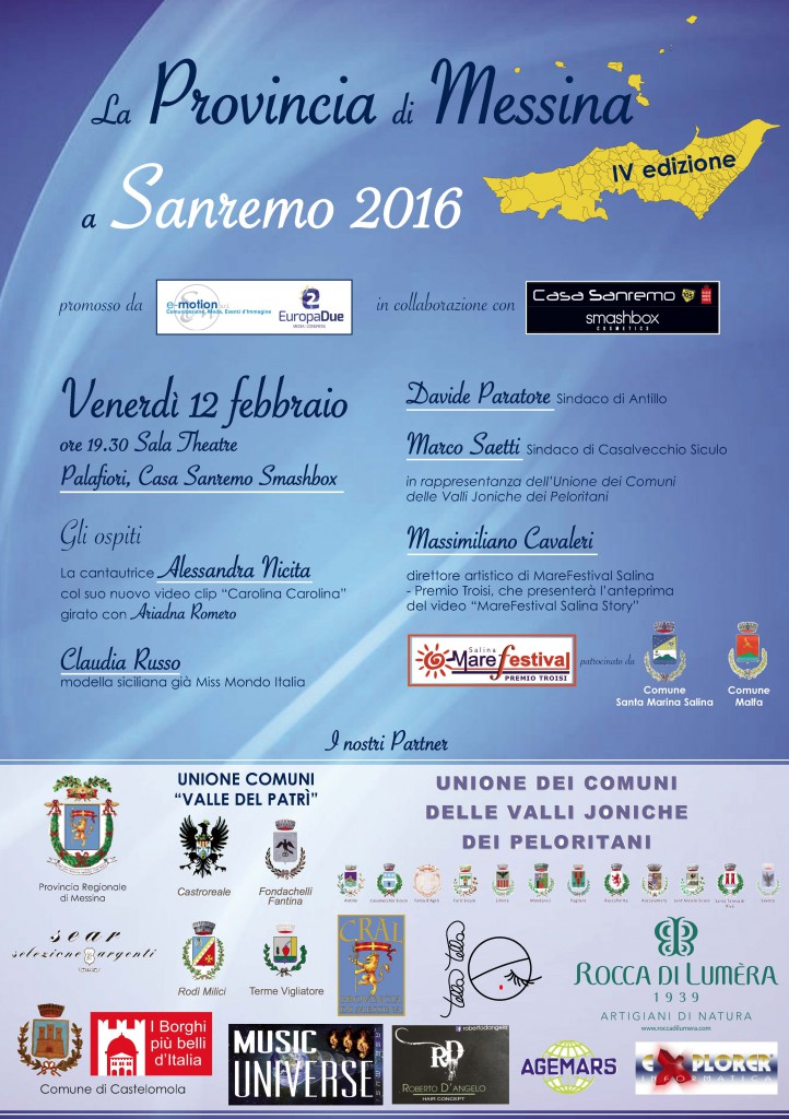 MESSINA – Dal 7 al 13 febbraio Casa Sanremo Smashbox ospiterà gli eventi dedicati al made in Sicily