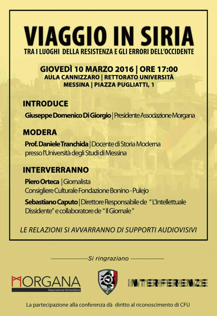 MESSINA – Conferenza-Dibattito sulla guerra in Siria al Rettorato