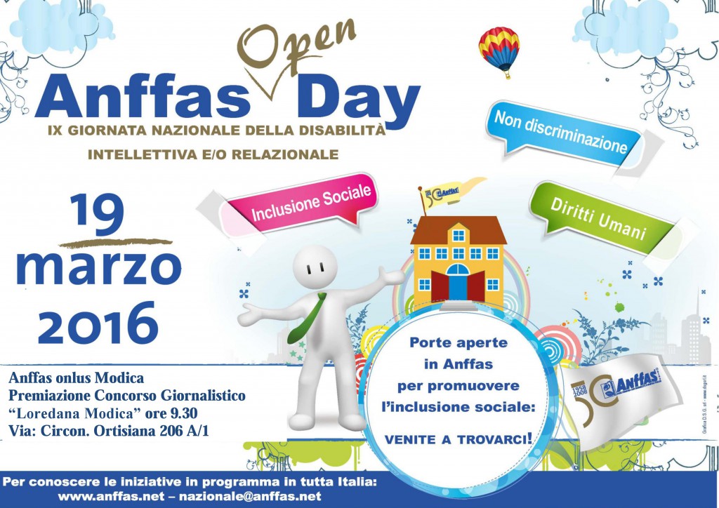 ANFFAS MODICA – Il 19 IX giornata nazionale della disabilità intellettiva e/o relazionale