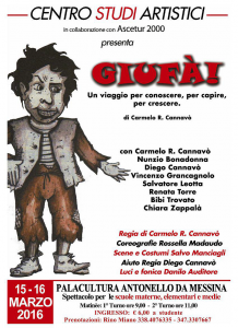 MESSINA – “GIUFA’, UN VIAGGIO PER …” IN SCENA AL PALACULTURA PER IL CARTELLONE SCUOLA DI TEATRO INSIEME