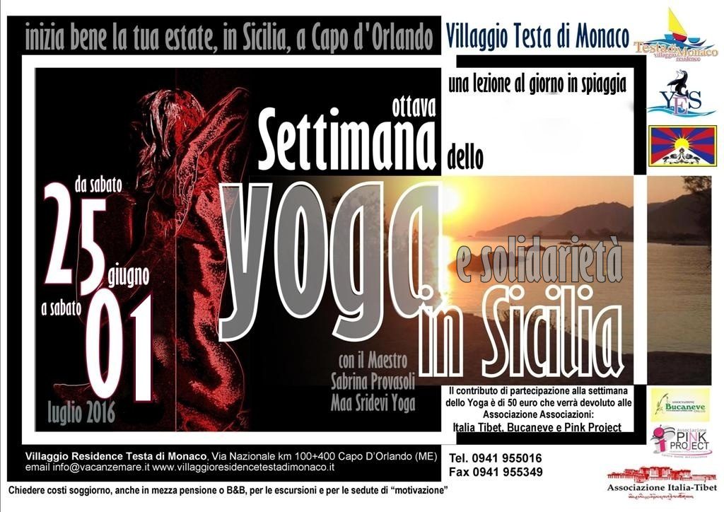 SETTIMANA DELLO YOGA IN SICILIA – Sarà l’ottava edizione, al Villaggio Testa di Monaco, con il Maestro Sabrina Provasoli
