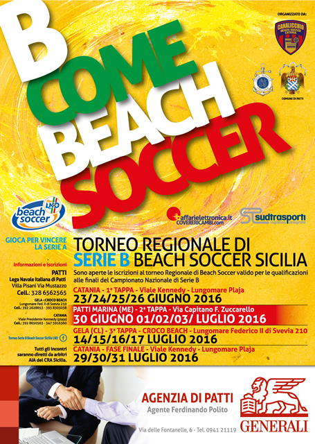 BEACH SOCCER – Torneo di serie B, a Patti Marina dal 30 giugno
