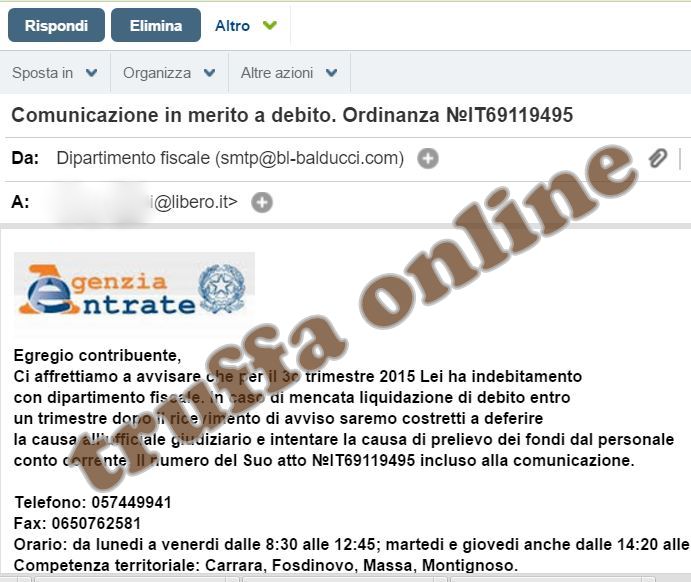 TRUFFE – L’indebitamento fiscale corre via mail
