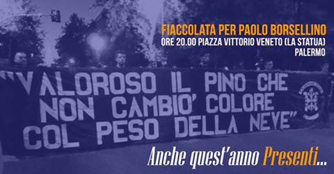 PER PAOLO – Alla Fiaccolata di Palermo, questo pomeriggio anche lo striscione di CasaPound