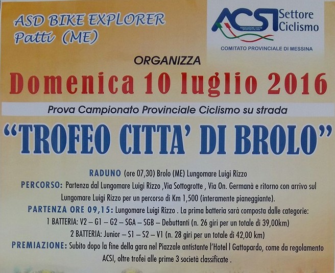 CICLISMO – Domani si corre a Brolo