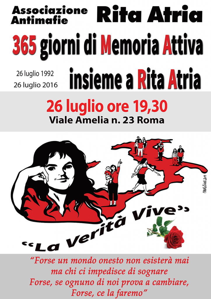 COMMEMORAZIONI – 365 giorni di Memoria Attiva: la verità vive insieme a Rita Atria