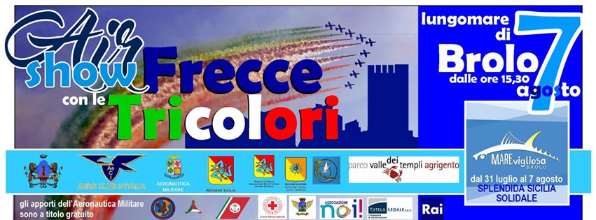 FRECCE TRICOLORI A BROLO – Il programma tra le prove di sabato 6 e l’airshow di domenica 7 agosto