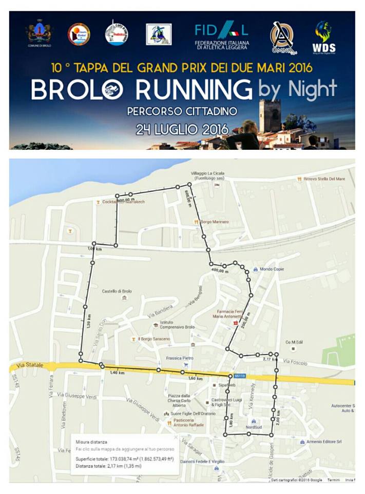 CORRERE – Questa sera il “Brolo Running By Night”