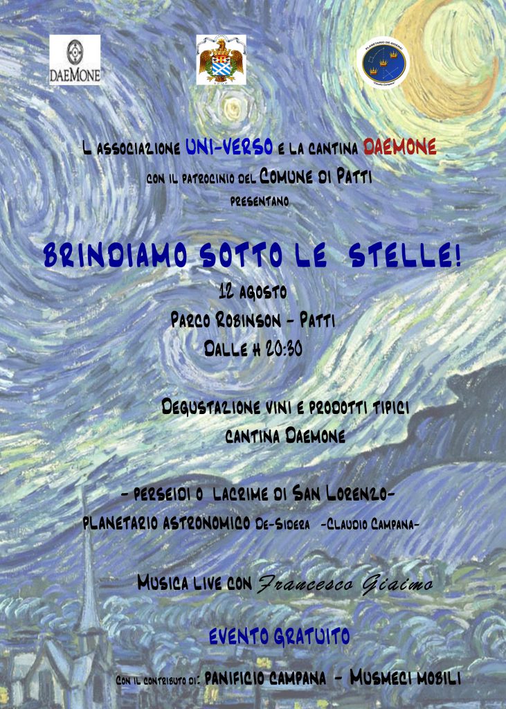 PATTI – “Brindiamo sotto le Stelle” l’appuntamento, domani, è al Planetario